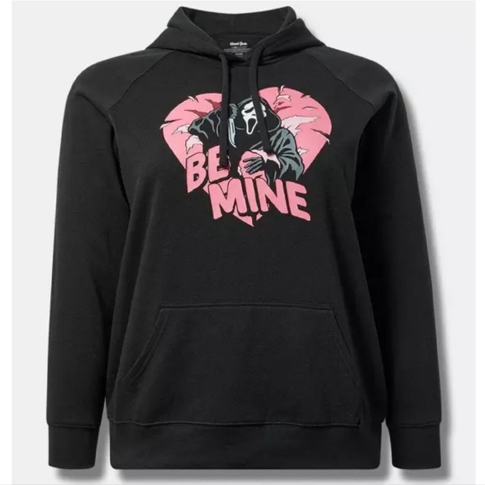 Torrid Deep Black Pink Scream Be‎ Mine Classic Fit Hoodie NWT M | 10